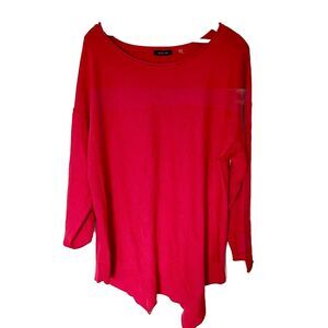 Verve Ami Womens Size 1X Fuschia Pink Red Long Sleeve Asymmetrical Sweater